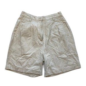 Paul Harris Design Chino Shorts Womens 6 Linen Blend Pleated Cuffed Beach Summer